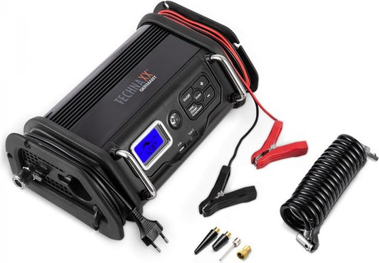 Technaxx TX-193(4999) 10A Batterieladegerät mit Kompressor - Lc Display - LED Beleuchtung - USB - Schwarz