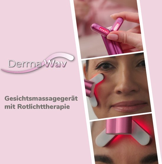 DermaWav 4-in-1-Beauty-Gerät – professionelle Schönheitsbehandlung – therapeutische Wärme, rote LED-Therapie, Mikrostrom und Schallschwingungen – ein erfrischender Kick für Ihre Haut