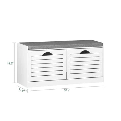 SoBuy Schuhschrank mit Sitzkissen – 2 Klappen – 94 x 30 x 47 cm – Weiß