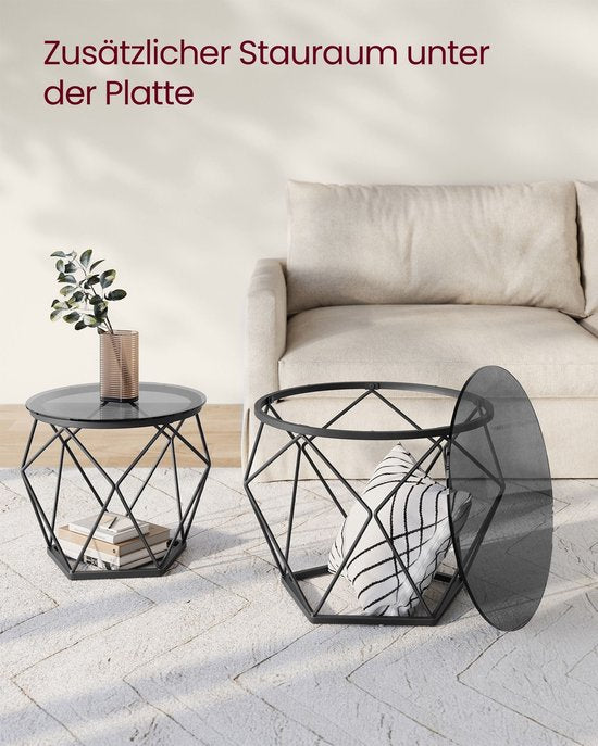 2-teiliges Beistelltisch-Set - Beistelltische - gehärtetes Glas Stahl - leicht - einfache Montage - modernes Design - 50 cm x 40 cm x 40 cm und 40 cm x 36 cm x 36 cm
