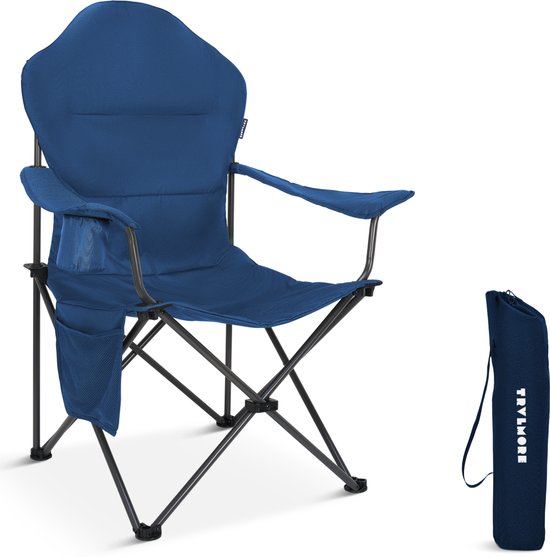 TRVLMORE Campingstuhl XXL - klappbar - 160KG Tragkraft - Inkl. Tragetasche - Klappstuhl - Angelstuhl - Campingstuhl - Klappstuhl - Blau