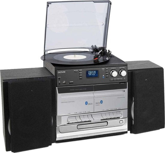 Denver MRD166 Retro-Schallplattenspieler - Mit Lautsprechern - DAB-Radio/CD-Player - Holz - Schwarz