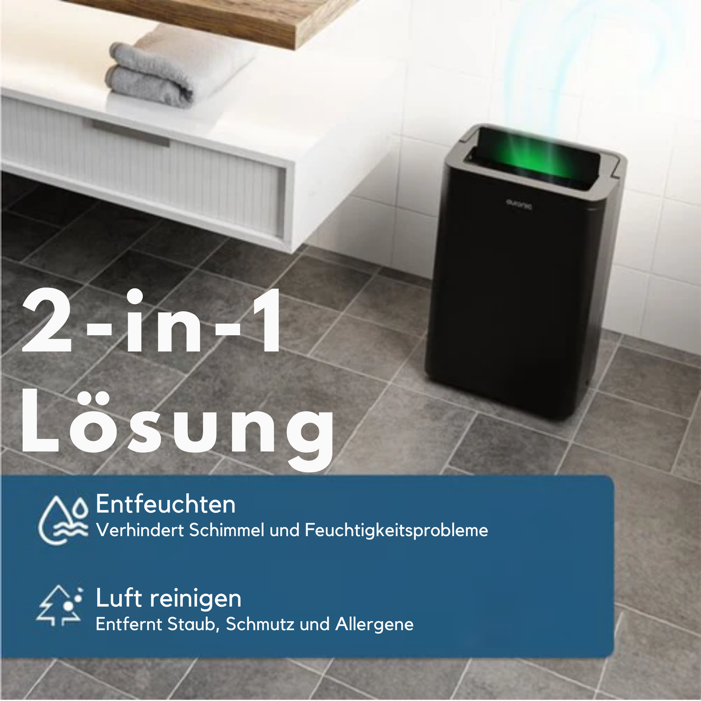 Auronic Luftentfeuchter - Compact Pro Plus - 24L - Schlafzimmer, Badezimmer, Wohnzimmer und Büro - Luftbefeuchter für Innenräume - Schwarz