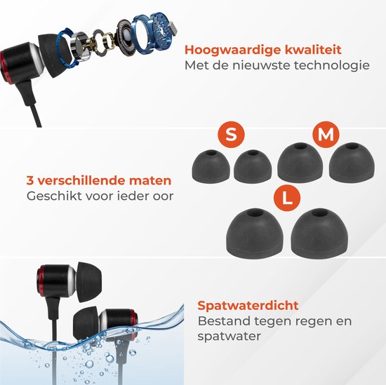 Nuvance - Ohrhörer mit Kabel - 3,5-mm-Klinkenanschluss - Ohrhörer mit Kabel - In-Ear-Kopfhörer mit Kabel und Mikrofon - Schwarz