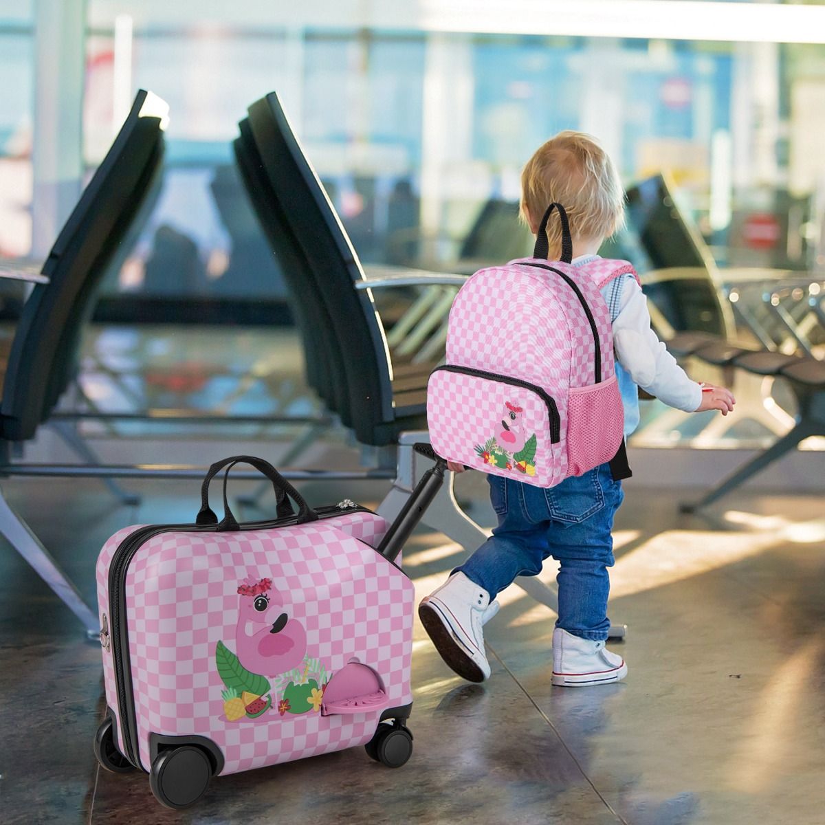 Coast Kinderkoffer- und Rucksack-Set – 4-in-1-Design – Sitzfunktion – Rosa