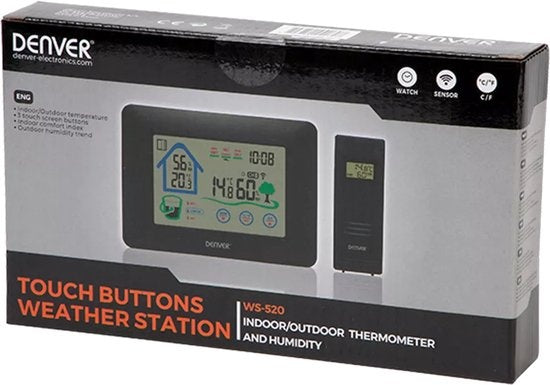 Denver WS-520 - Wetterstation - Innen und Außen - Misst Temperatur - Luftfeuchtigkeit - Schwarz