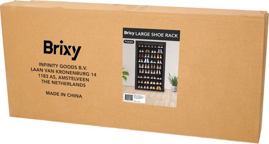 Brixy Shoe Rack XXL - 9-Schicht-Schuhschrank - bis zu 54 Paar Schuhe - 160x100x28cm - Schwarz