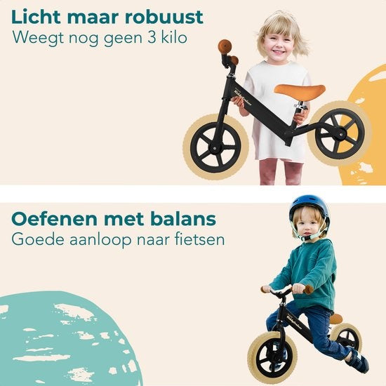 LifeGoods KiddyCruiser Balance Bike - 2 Jahre - Jungen und Mädchen - Balance Bike - Schwarz