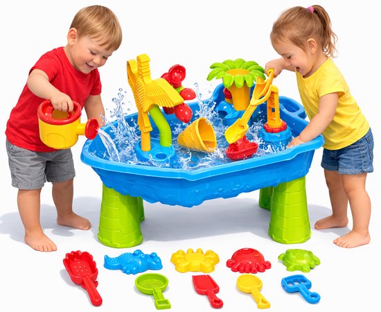 KidzKraze® Wassertisch M - Outdoor-Spielzeug - Sinnesspielzeug - Aktivitätstisch - Wasserparcours - Sandtisch für Kinder - Wasserspieltisch-Spielzeug - inkl. Zubehör