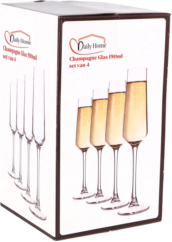 Daily Home Champagnergläser-Set – 4 Stück luxuriöses Glasgeschirr.