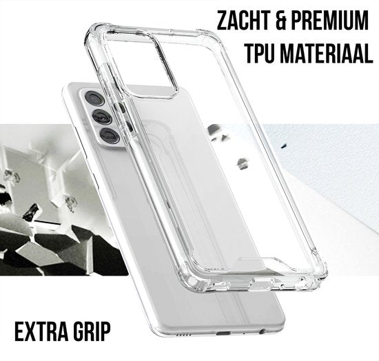 Podec-Hülle für Samsung Galaxy A52 – Transparente Handyhülle – Stoßfeste Schutzhülle mit 1x Displayschutzfolie