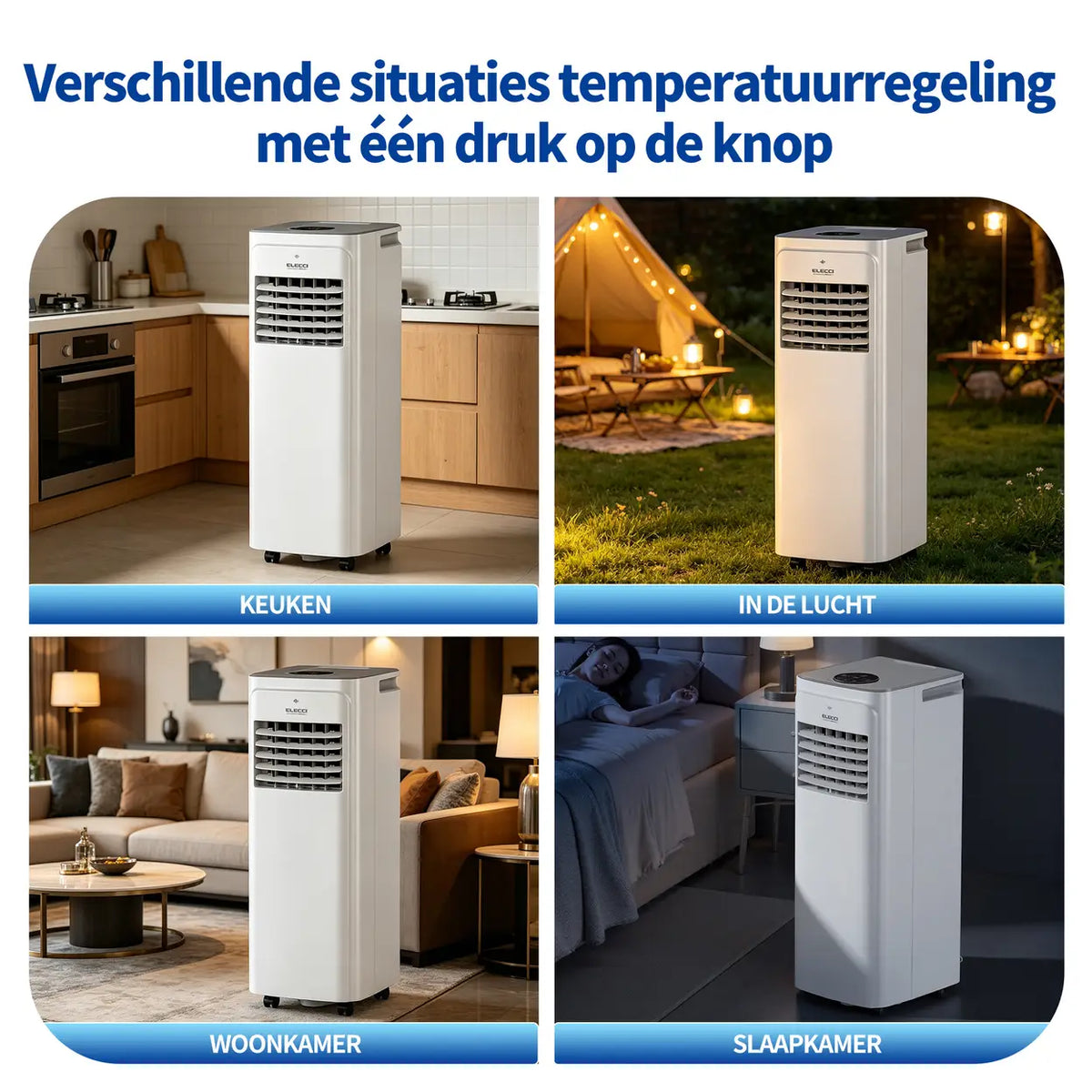 ELECCI mobile Klimaanlage 9000 BTU mit Fernbedienung und Zeitschaltuhr