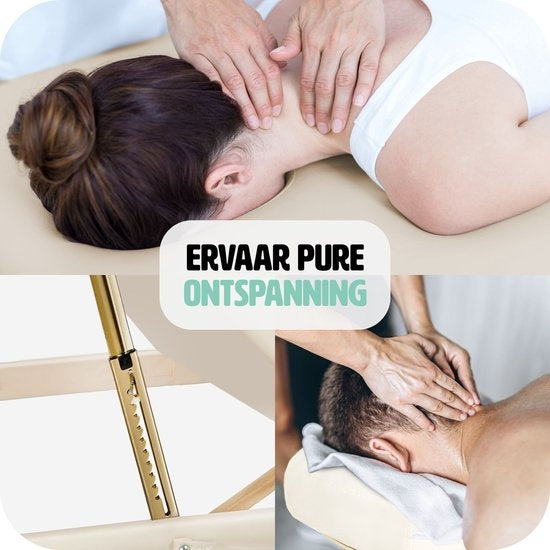 tectake - Massageliege mit 10 cm hoher Matratze + Tragetasche Behandlungstisch Massageliege - beige - Behandlungsliege - inkl. Aufbewahrungstasche - faltbar