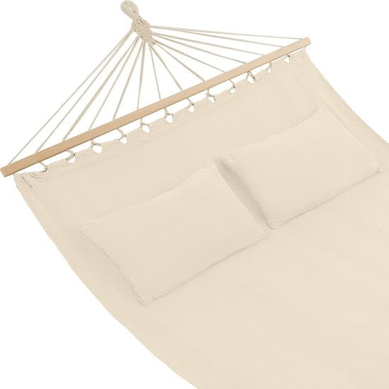 tectake 2 Personen Hängematte Eden Birkenholz-Stangen Beige