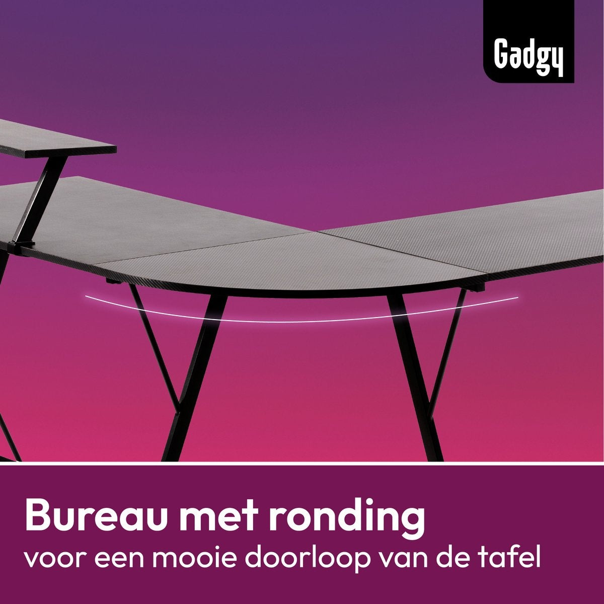 Gadgy Game Desk Carbon PRO - Gaming-Eckschreibtisch 130 CM breit - Gaming-Schreibtisch mit Carbon-Details - Gaming-Schreibtisch L-Form mit Kopfhörerhalter, Bildschirmerhöhung & Ablagekorb - Level Up with Gadgy - Black Carbon