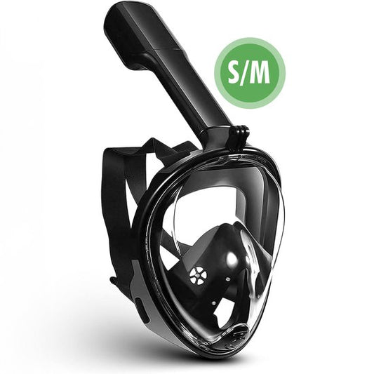 Travelhawk Schnorchelmaske - Erwachsene S/M - Schnorchelset Schwarz - Schnorchelmasken - Vollgesichtstauchmaske - Taucherbrille mit Schnorchel - Schnorcheln und Tauchen
