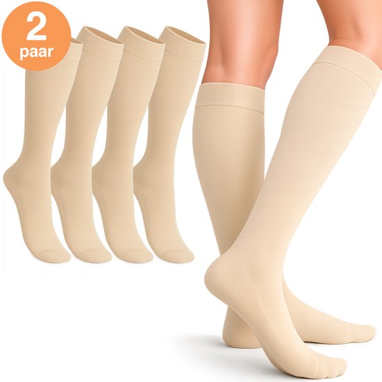 Alyze Kompressionsstrümpfe - 2 Paar - Größe 38-40 - Hoch - 20-30 mmHg - Socken für Männer & Frauen - Medizinisch - Neuropathie - Kompressionsstrümpfe - Diabetes - Durchblutung, Laufen, Flugzeug, Bett - Nackt