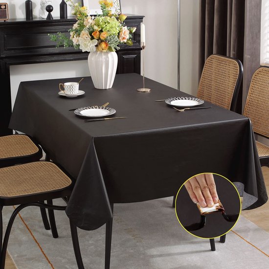 Partizzle 2x Plastik Einweg-Tischdecke - Geburtstag Dekorationen - Halloween Party Dekorationen - Weihnachten Hochzeit Hochzeit - Schwarz - 274 x 137 cm