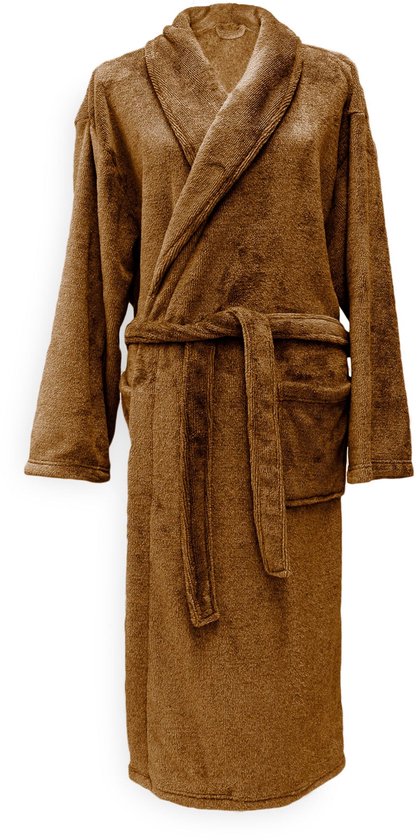 Zohome Bademantel Cara - Bademantel für Damen und Herren - L - Morgenmantel - Geeignet für die Sauna - Braun