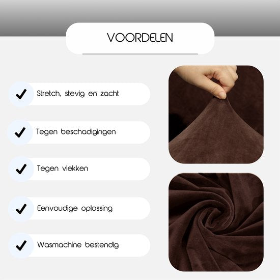 Hilvard - Sofabezug 3-Sitzer-Sofas - (185 - 230 cm) - Dunkelbraun - Samt - Sofaschoner - Möbelbezug - Gegen Beschädigungen und Flecken - Sitzbezug - Sitzbezug