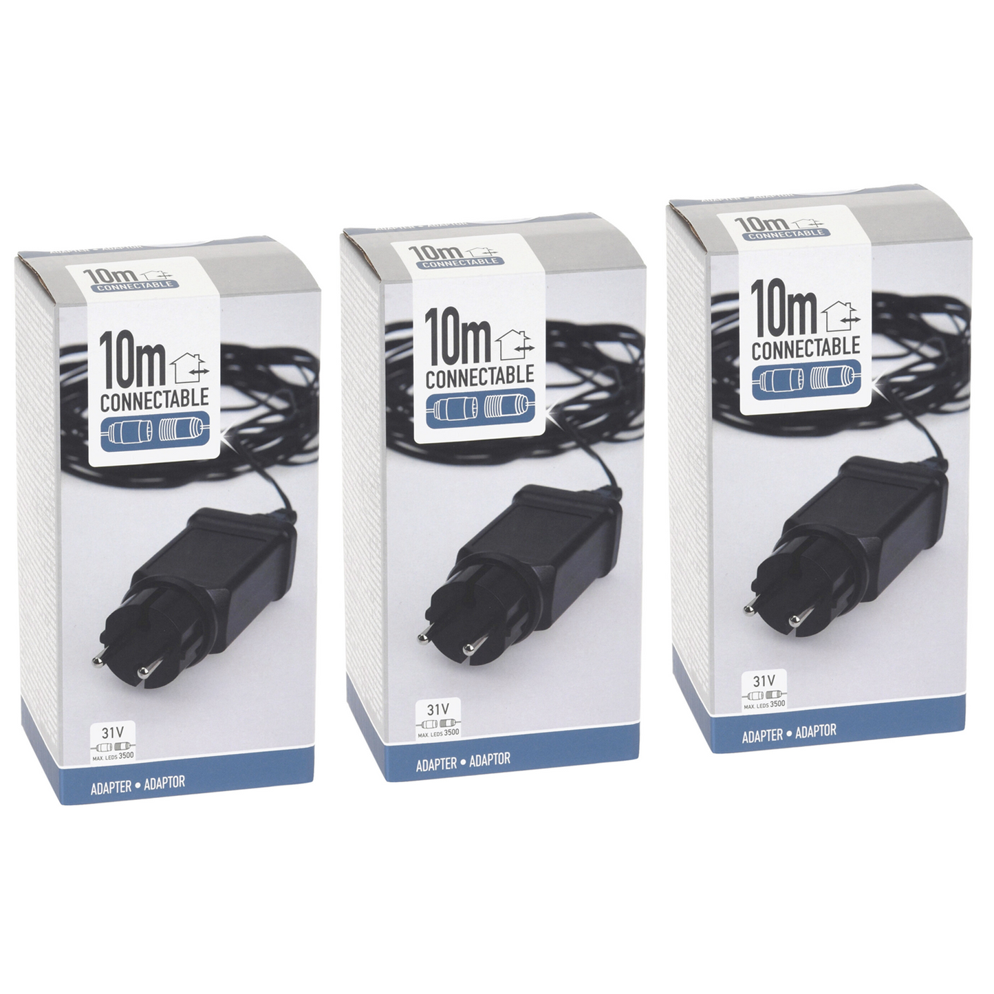 Nampook Starter Adapter für koppelbare Weihnachtsbeleuchtung - 10 Meter - 3 Stück.