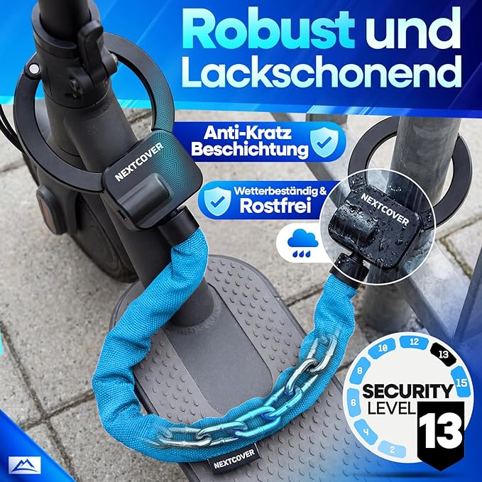 NEXTCOVER E-Scooter-Schloss – Handfessel-Schloss – 90 cm – 3 Schlüssel – wetterfest