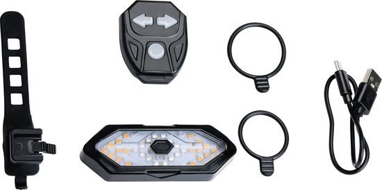 Dunlop Bicycle Light Rechargeable - Fahrradrücklicht mit Blinker - Fahrradlicht mit USB-C und Fernbedienung - 5 Lichtmodi - wetterfest - Schwarz