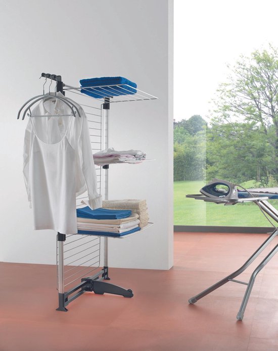 Tomado - Ciclone Trockenturm - 40 Meter Trockenlänge - Silbergrau - Zusammenklappbar - Mit Haken für Kleiderbügel - Aluminium und Metall -.