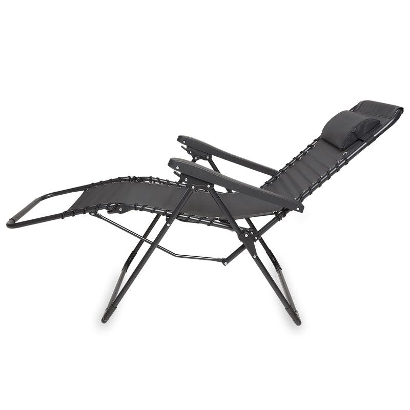 Luxuriöses Gartenstuhl-Set (2er-Set) – zusammenklappbar mit Kissen – Stahl – Schwarz