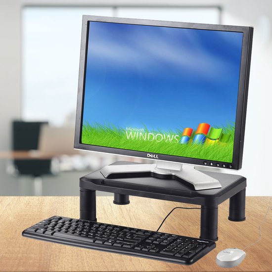 BRASQ Monitorständer Schwarz MS100 - Monitorständer für Laptop oder Display - Höhenverstellbar 38x24x11,2 cm