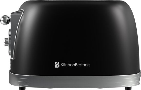 KitchenBrothers Retro-Toaster - Toaster - 6 Heizstufen - 4 extra breite Schlitze - 815W - Schwarz