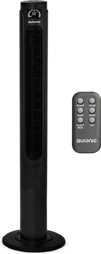 Auronic Tower Fan - Standventilator mit Fernbedienung - Bodenventilator - Timer - Säulenventilator - Ventilator - 55W - 45dB - 118cm - Schwarz