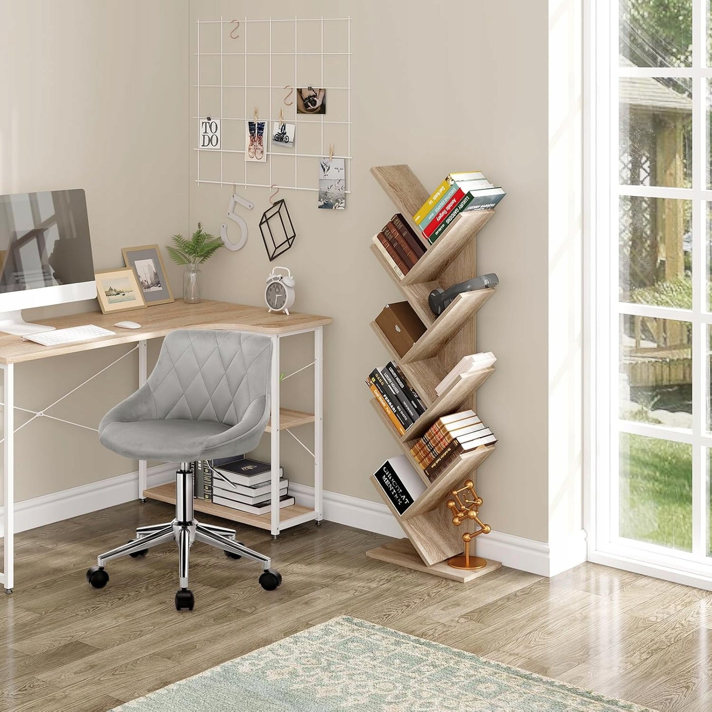 Eugad Bücherregal in Baumform – Helle Eiche – 40 x 127 x 20 cm
