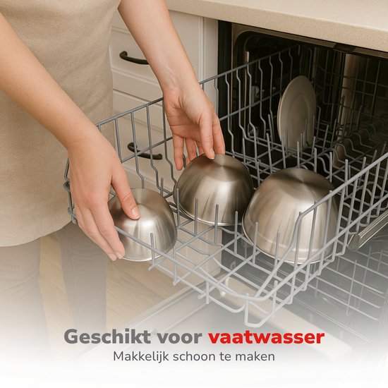 Alpina Edelstahl-Schüsseln, 3-teilig mit Deckel – Salatschüssel – Rührschüssel mit Deckel – Schüsseln zum Mischen und Aufbewahren – Snackschale
