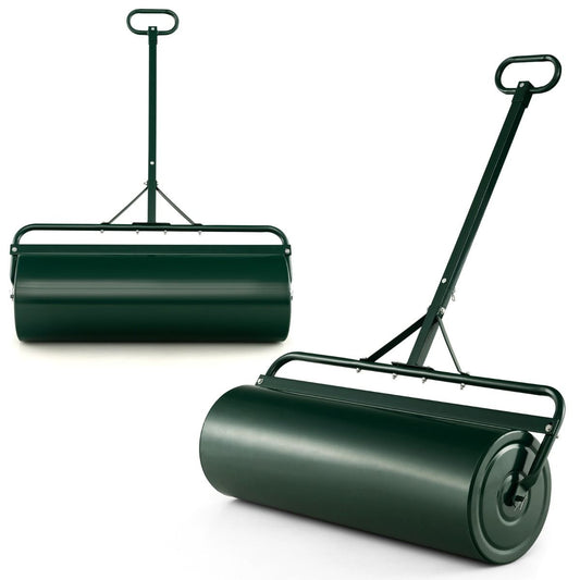 Coast Metall-Garten-Rasenwalze 63L - 99 x 30 x 137 cm - Grün - Abnehmbarer Griff & Traktor-Kupplung