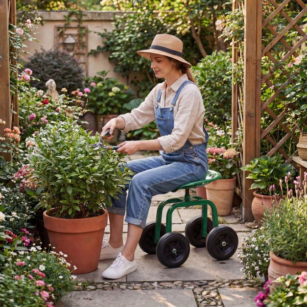 Coast Gartenstuhl auf Rollen – um 360° drehbar – 40–50 cm – Grün