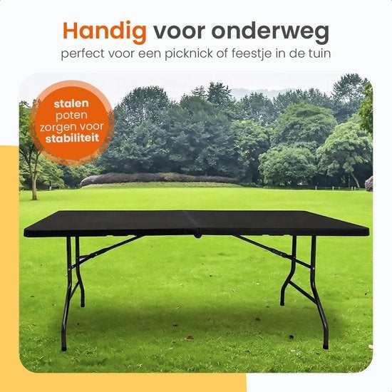 Goliving Klapptisch / Campingtisch - Wetterfest - 180 x 70 x 74 cm - Schwarz