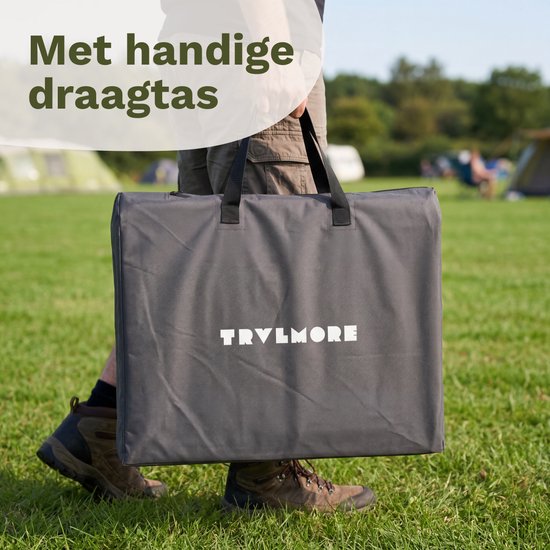 TRVLMORE Camping-Schrank – Campingküche – 70 kg Tragkraft – Aluminiumrahmen – zusammenklappbar – inkl. Tragetasche – 50 x 60 x 72 cm – grau