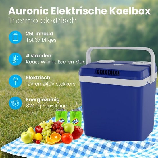 Auronic Electric Kühlbox - Kühlbox - 25L - 12V und 240V - Blau