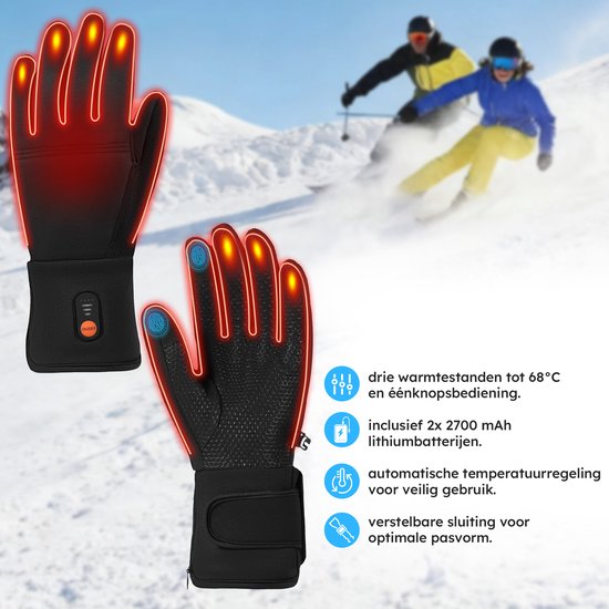 Beheizte Handschuhe - Light L - 3 Einstellungen - Elektrische Handschuhe - Wasser- und winddicht - Wiederaufladbare beheizte Handschuhe - Schwarz - Saaf Comfort