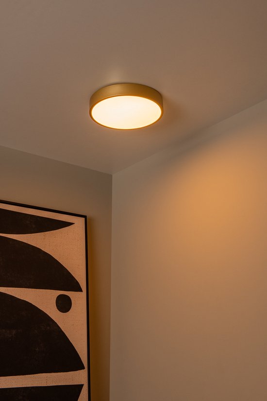 Lucide UNAR – Deckenleuchte – Ø 30 cm – LED 3-Stufen-Dimmer (Memory) – 1x18 W 2700 K – Mattgold / Messing