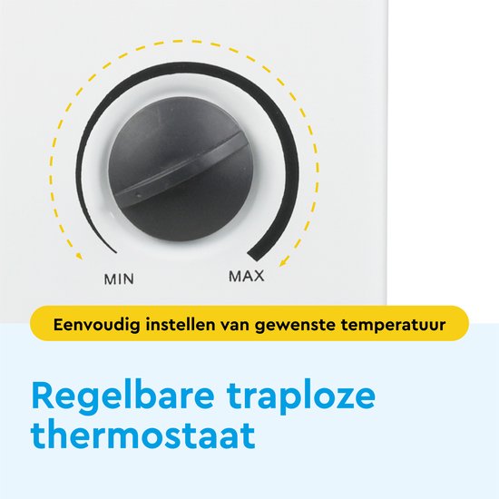 BRASQ Elektroherd mit Konvektor - Elektroherd - Kompakt und leise - Einstellbarer Thermostat 750/1250/2000 Watt - Heizung weiß - CH300