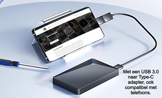 Dutch Wanted Space - Externe Festplatte - Festplatte - Schnelle Schreibgeschwindigkeit - 1TB Solid State Storage - Plug and Play - Tragbarer Speicher - Externer Speicher PC oder Laptop - USB 3.2 - Festplattenerweiterung