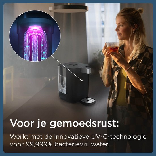 BRITA Cube Wasserspender und Teemaschine für zu Hause – Schwarz – Für perfekten Tee dank verschiedener Temperatur- und Mengen-Einstellungen – UV-C-Technologie – inkl. Maxtra Pro Kalk-Expert-Filter