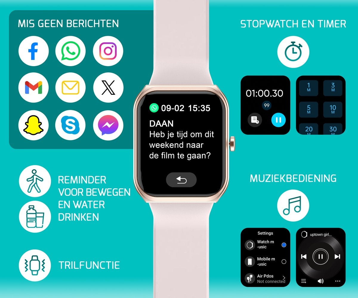 FITAGE Smartwatch - Schrittzähler - Sportuhr - Rosa