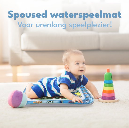 Spoused Wasser Spielmatte - Wasser-Matte - Spielmatte Baby - Tummy Time - Luxus-Geschenk-Box