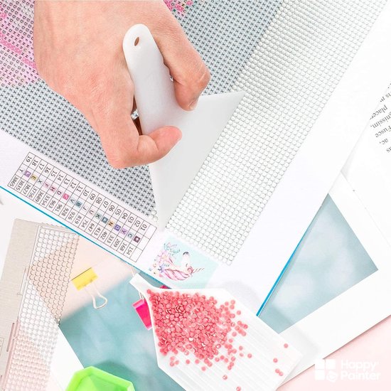 Happy Painter - Diamant-Malzubehör Erwachsene - Set 48-teilig - mit Walze 28 Fächer - Aufbewahrungsbox und Stift - Sortierbox - Perlenbox