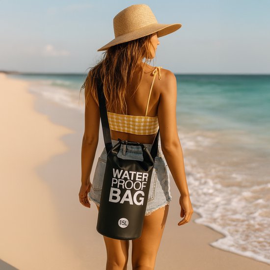 TTD® Waterproof Bag - Wasserdichter Drybag - Aufbewahrungsbeutel - 15 L - Outdoor Bag - Schwarz