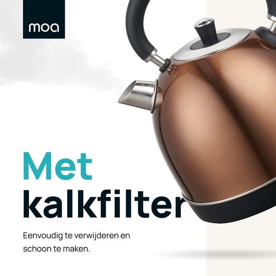 MOA Retro Wasserkocher Kupfer 1,8 Liter - Elektrisch - Edelstahl - EK3TC