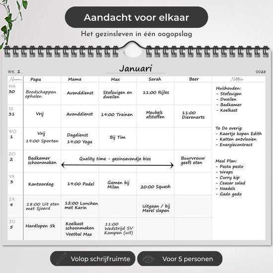 Systemyze Family Planner Basic 2025 - Planer - Wochenplaner - Familienplaner - Undatiert - Grau